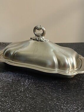 F.B. Rogers Provincetown Pewterlite Lidded Butter Dish-Vintage